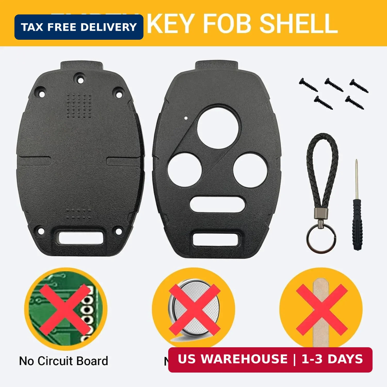 2 Pack No Cutting Need – Upgraded Version Key Fob Case Shell for Honda 2003-2012