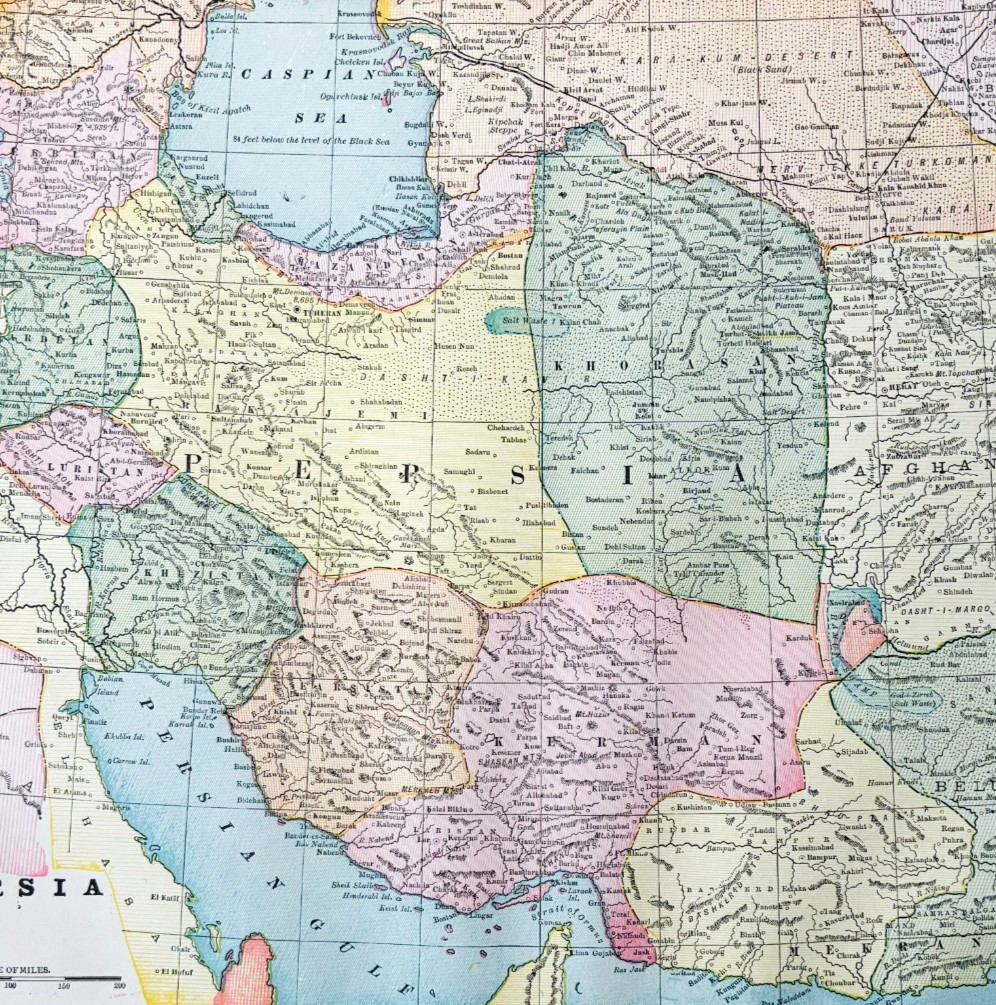 1895 Persia Map Antique Victorian Geography History Iran Afghanistan DWYY10C