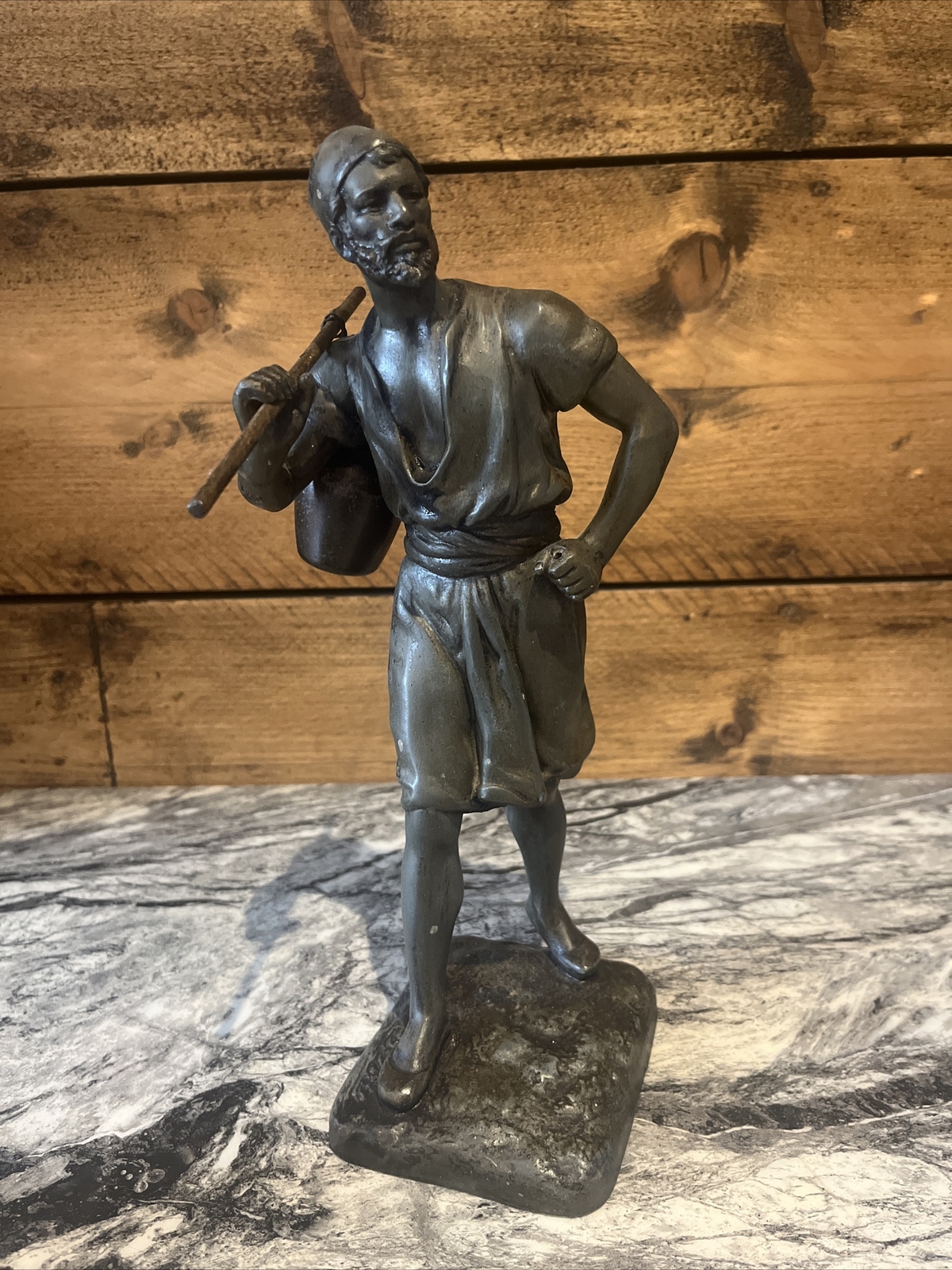 MARCEL DEBUT SIGNED DETAILED BRONZE SCULPTURE OF A TUNISIAN WATER CARRIER A/F