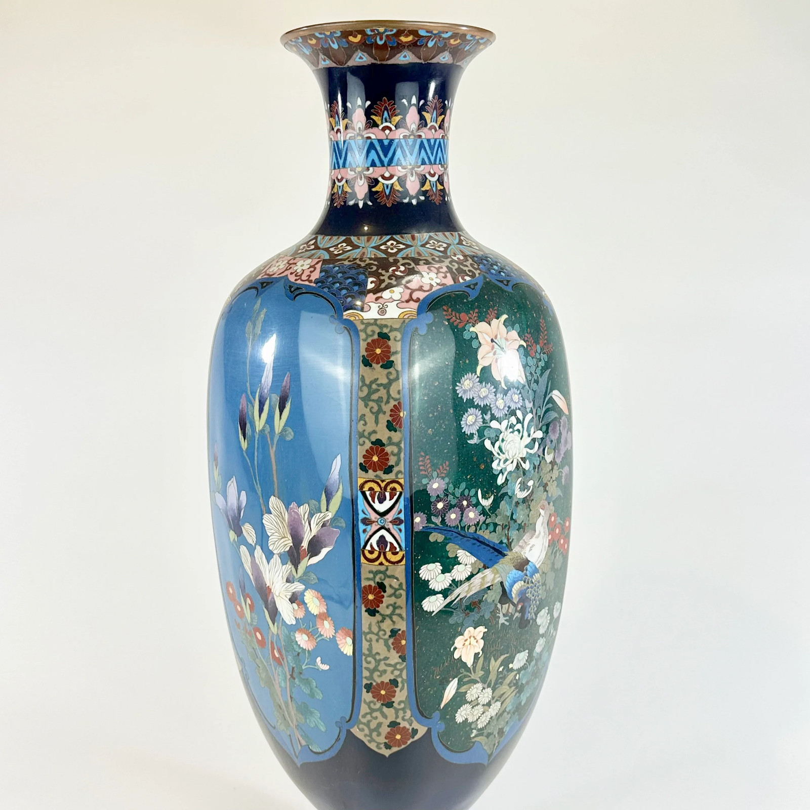 Very Rare Antique Japanese Meiji Era (late 1800’s) Cloisonné Vase 24″