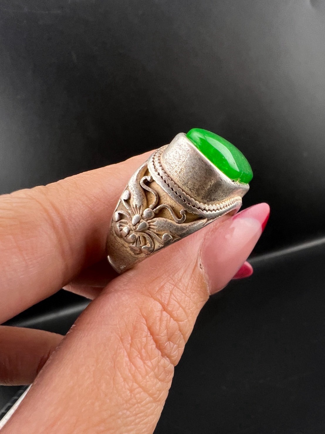 Rare Vintage Solid Silver RING WITH NATURAL stone