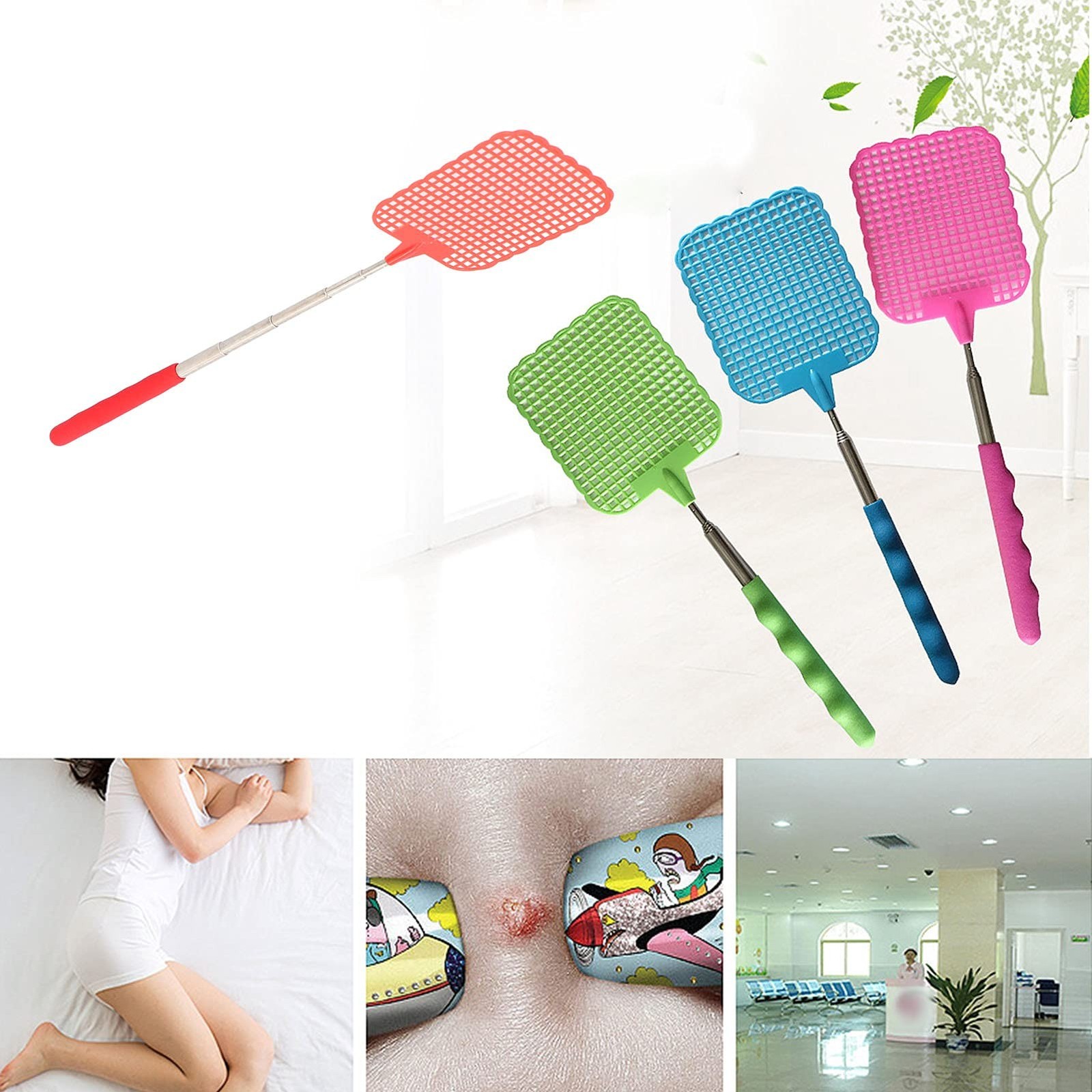 Fly Swatter, 9PCS Practical Retractable Mini Fly Racket with Stainless Steel …