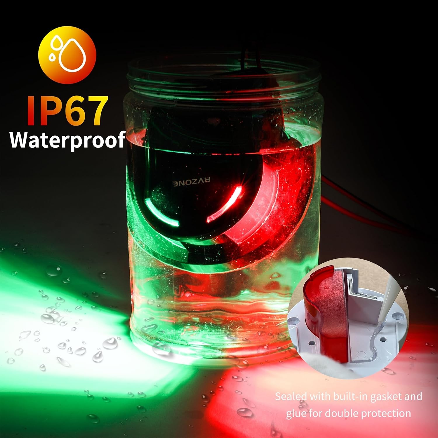 Boat Navigation Lights, Navigation Lighting for Boats Led IP67 Waterproof Red an