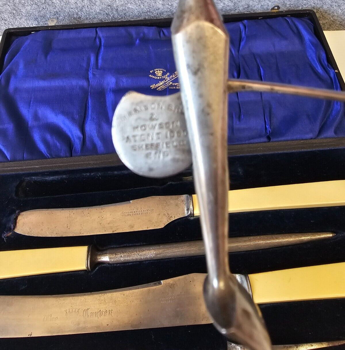 Harrison Bros. & Howson five piece carving set c1880