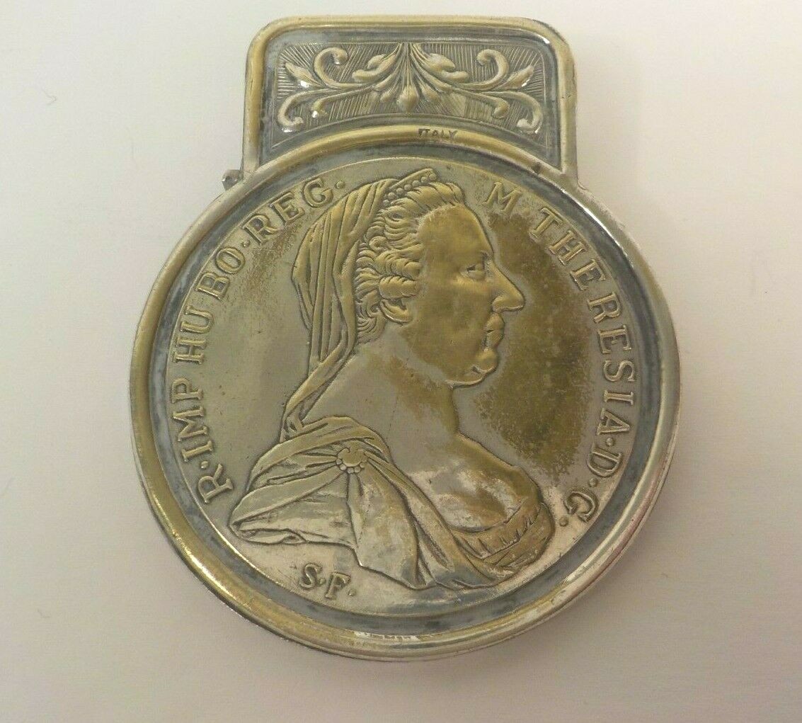 Austria Queen Maria Theresia Silver Coin Money Clip, Double Headed Eagle Back