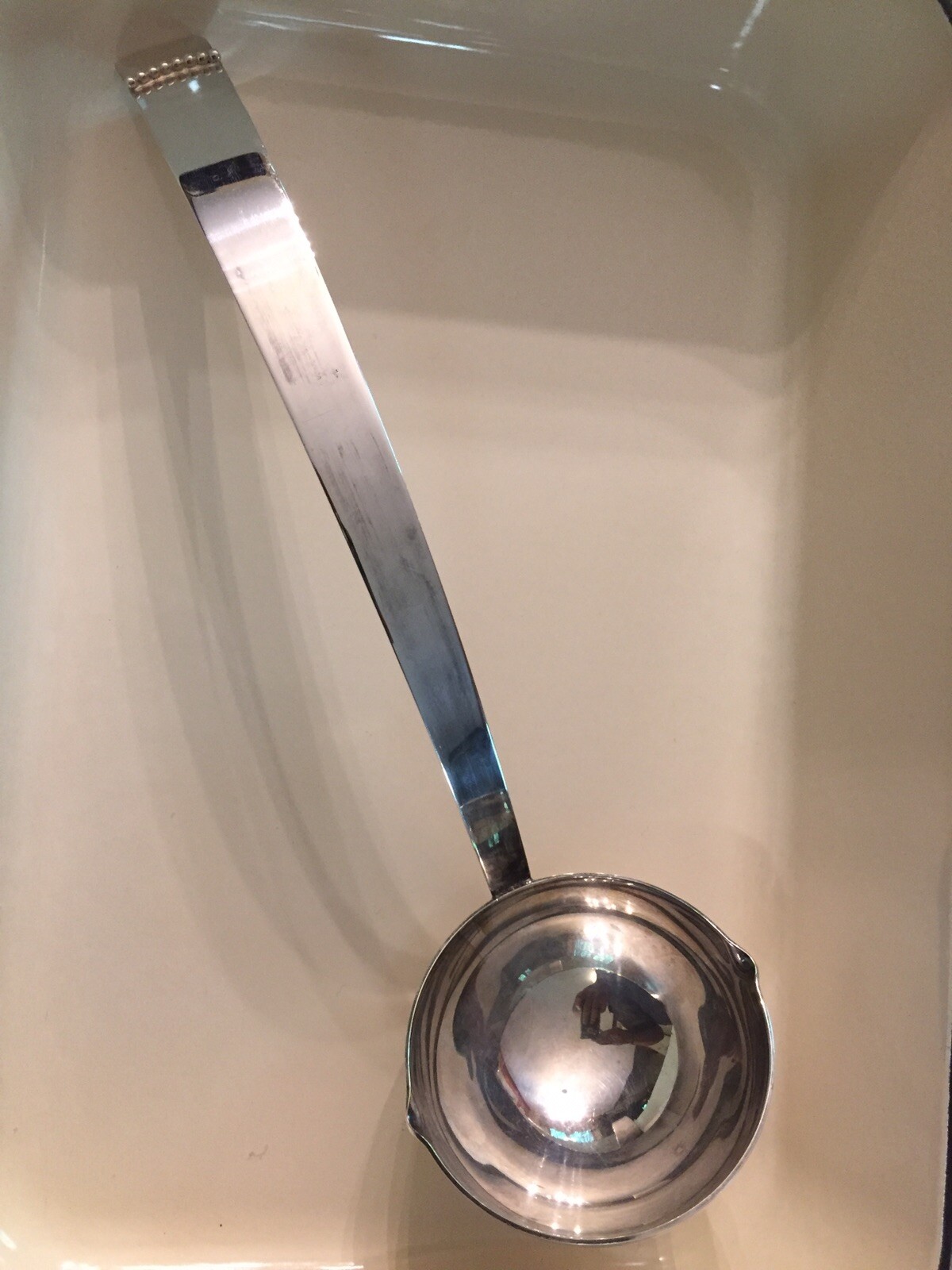Vintage Mid Century Modern Scandinavian Design Silver Plate Punch Ladle 3 Crowns