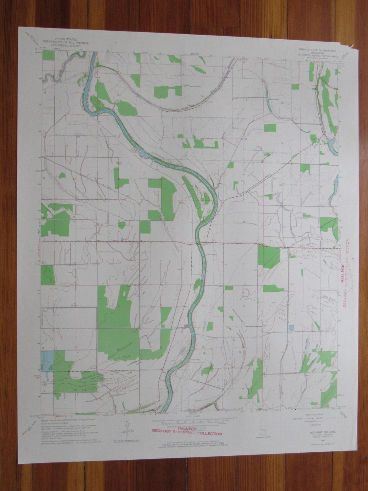 Midnight NW Mississippi 1966 Original Vintage USGS Topo Map