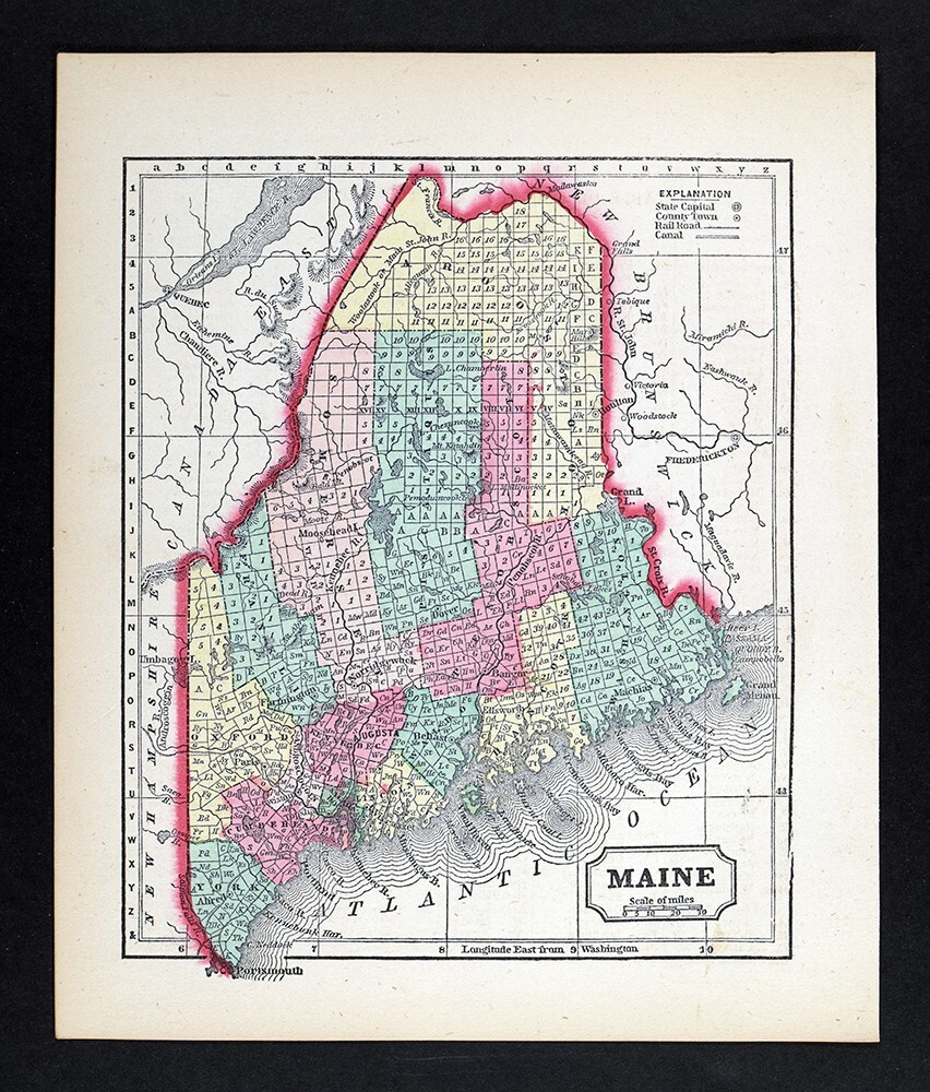 1857 Morse Map Maine Portland Bangor Lewiston Augusta Kennebunk Mt Desert Dover