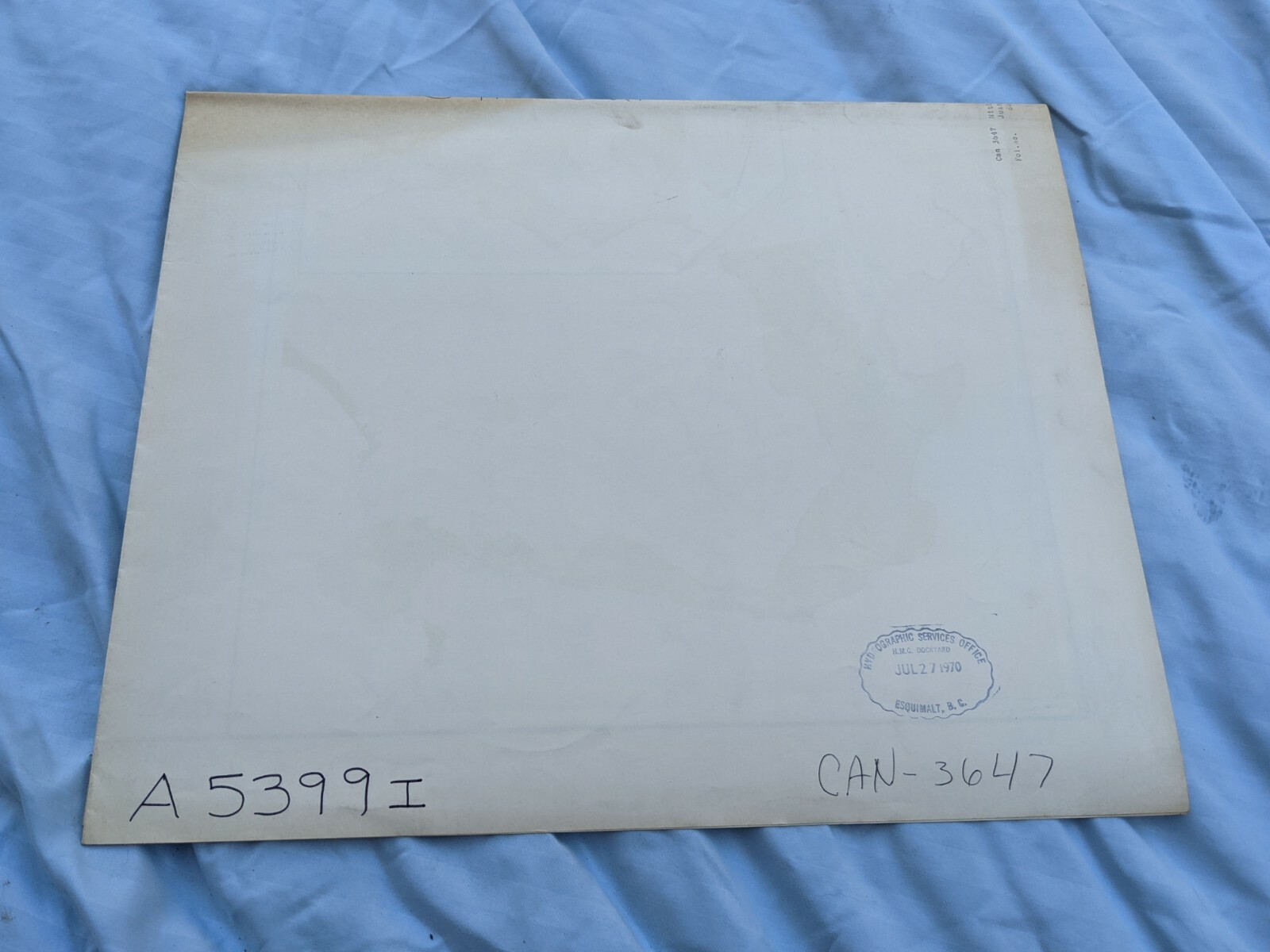 Nautical Chart Maritime Map 1960’s Vintage HO-3647 24X30 VANCOUVER PT SAN JUAN
