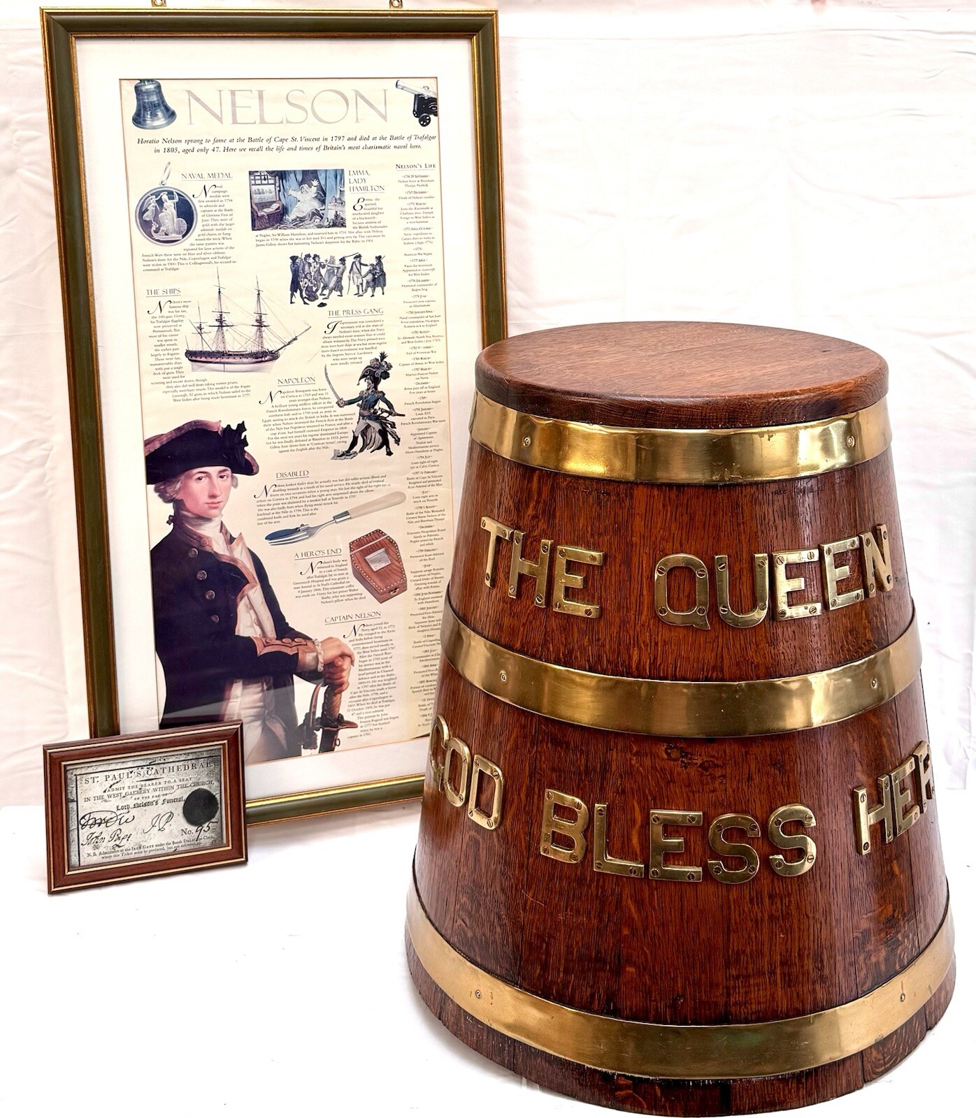 Fabulous Genuine Royal Navy Oak GROG Rum Tub “The Queen- God Bless Her” (c.1953)