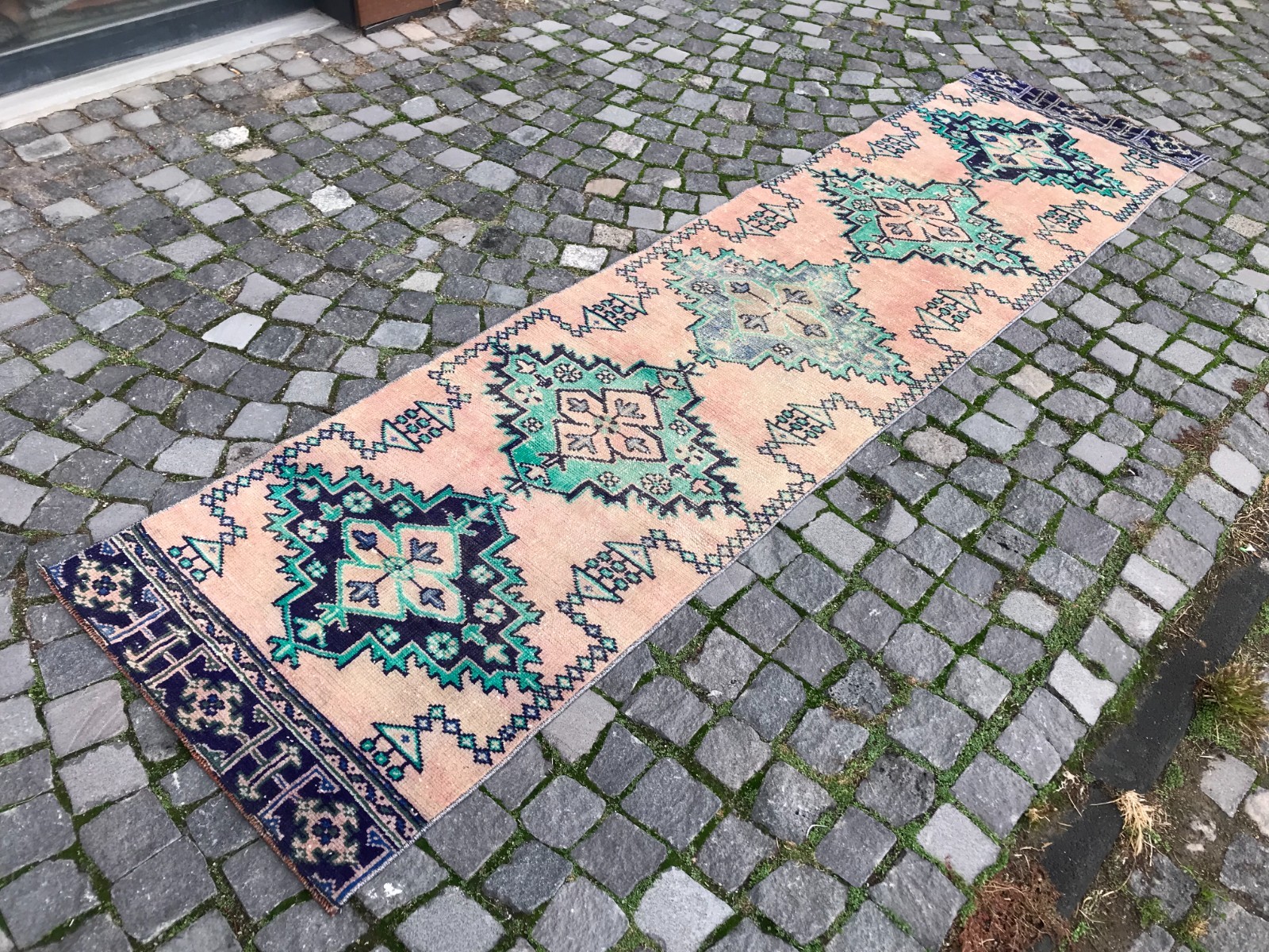 Turkish Vintage Rug Handmade Wool Rug Bohemian Runner Rug Home Rug2,5 x 10, ft