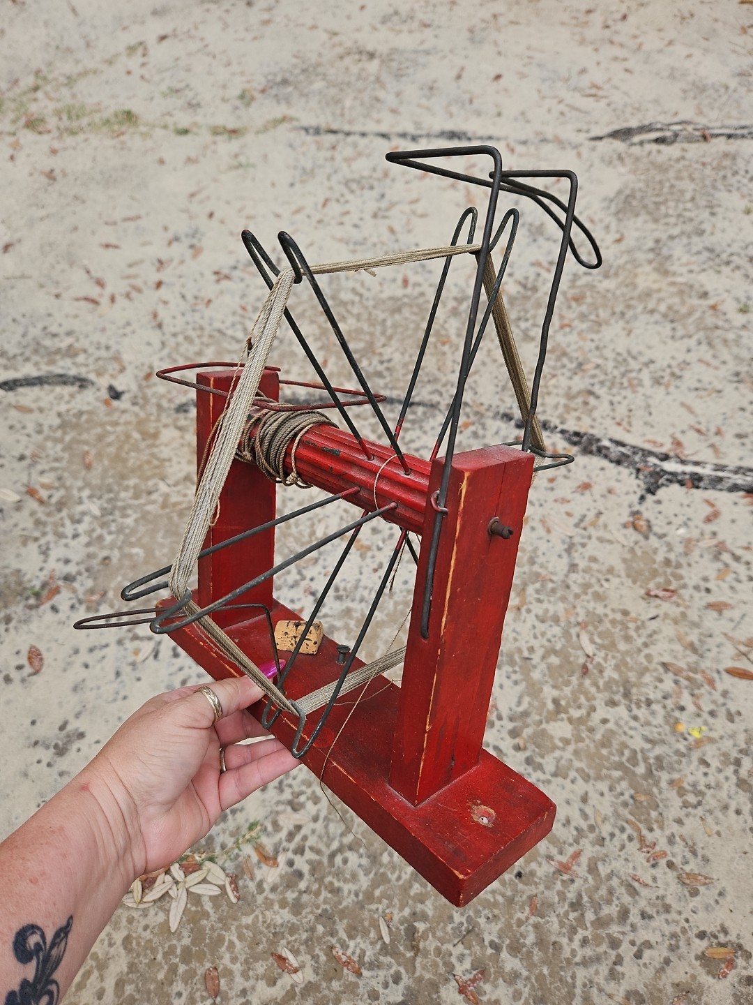 Vintage Yarn Winder Spinner Twine Skeins Weaving Loom Primitive Wood Farmhouse