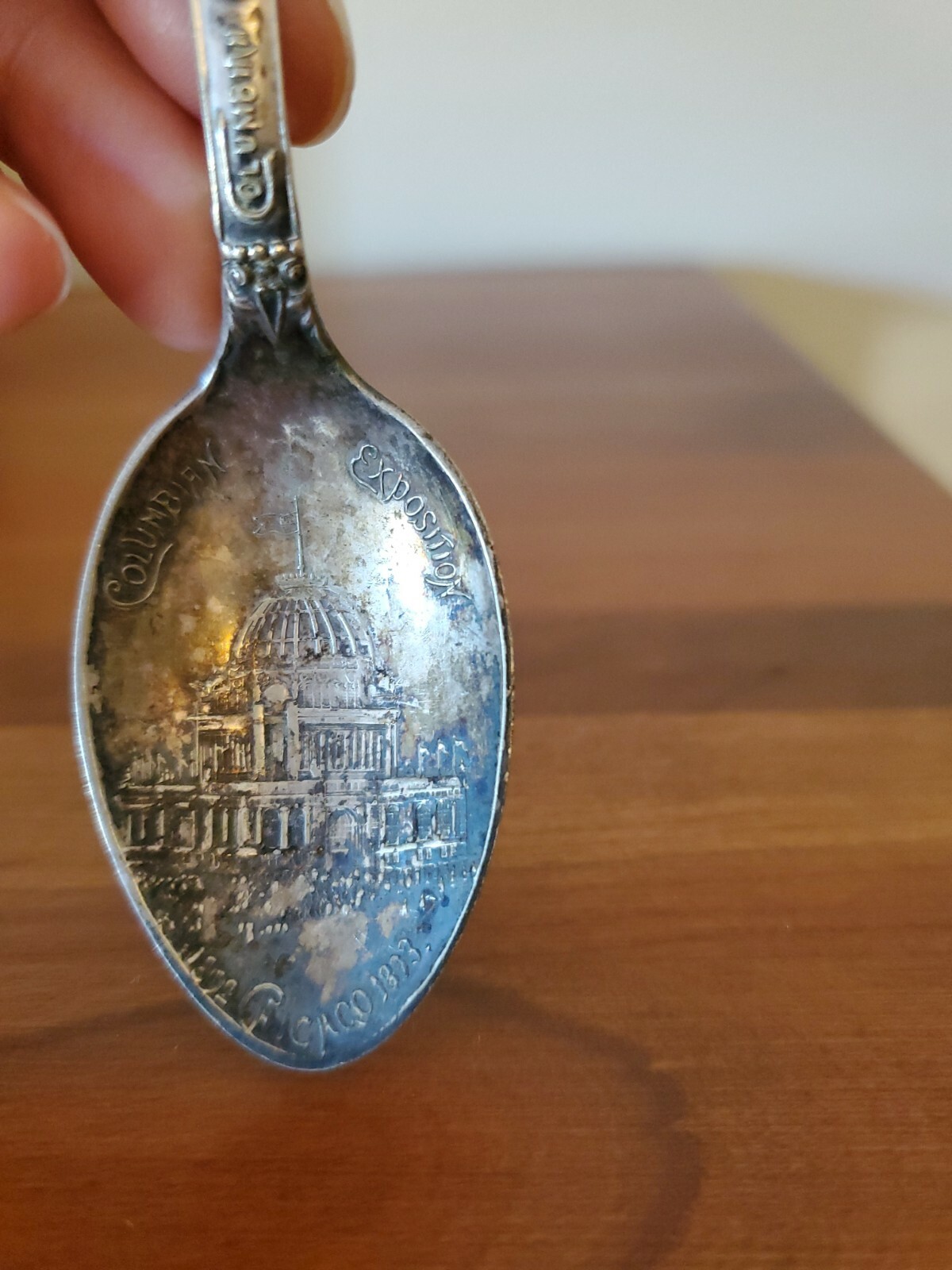 Antique Columbia Exposition Christopher Columbus Silver Souvenir Spoon