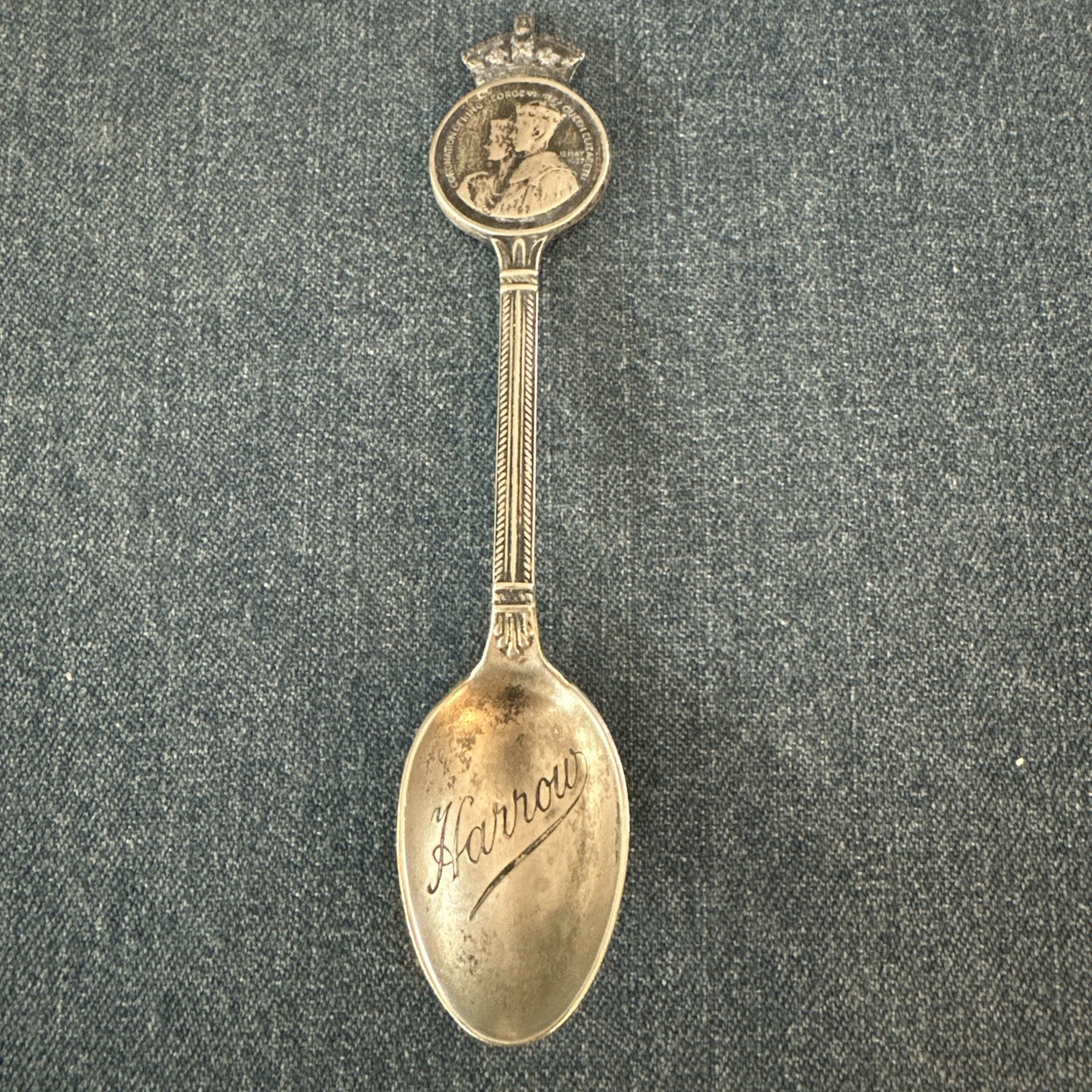 George VI Silver Plated Coronation Spoon. 1937. James Walker. “Harrow”