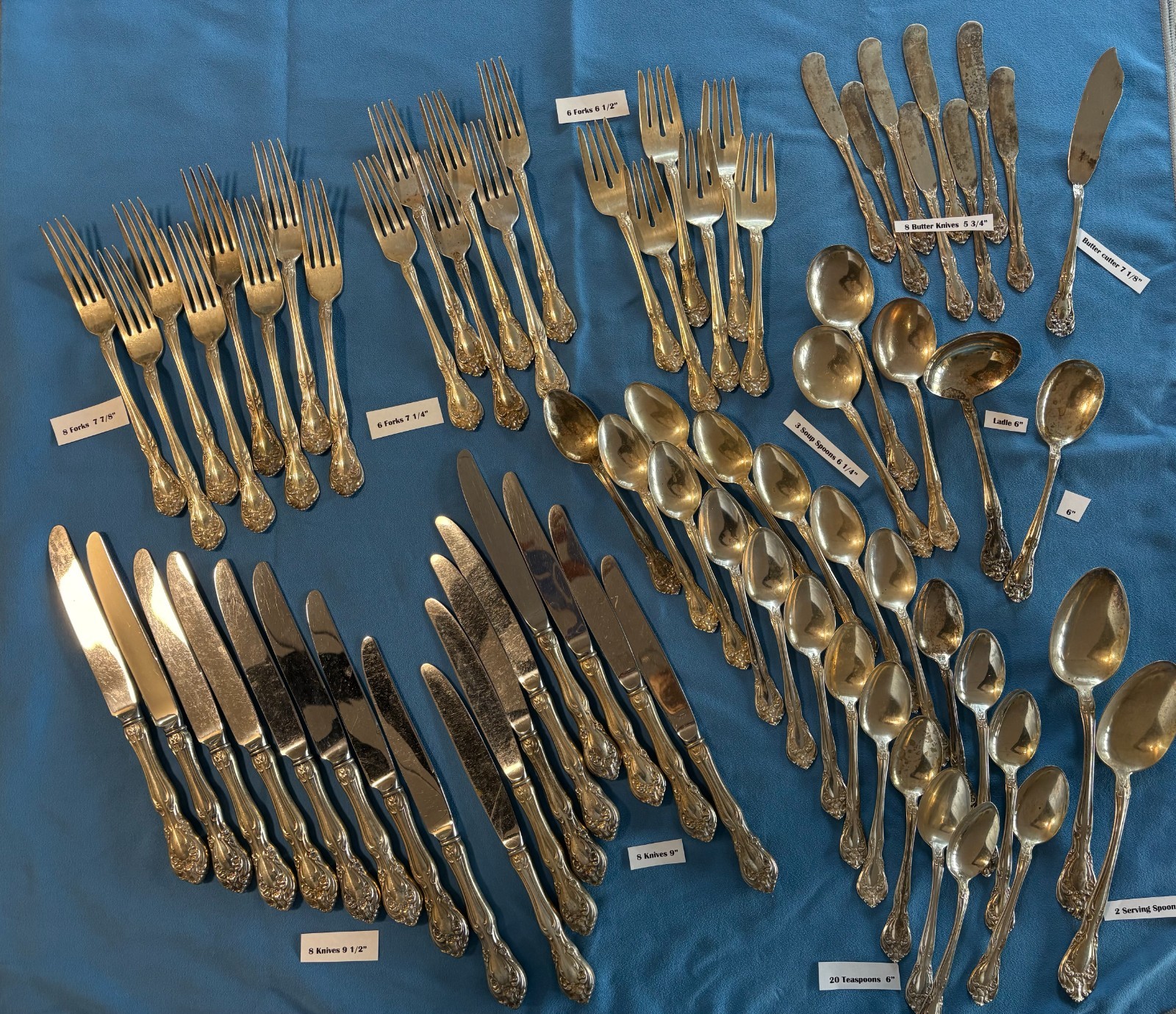 alvin chateau rose sterling flatware 72 pieces