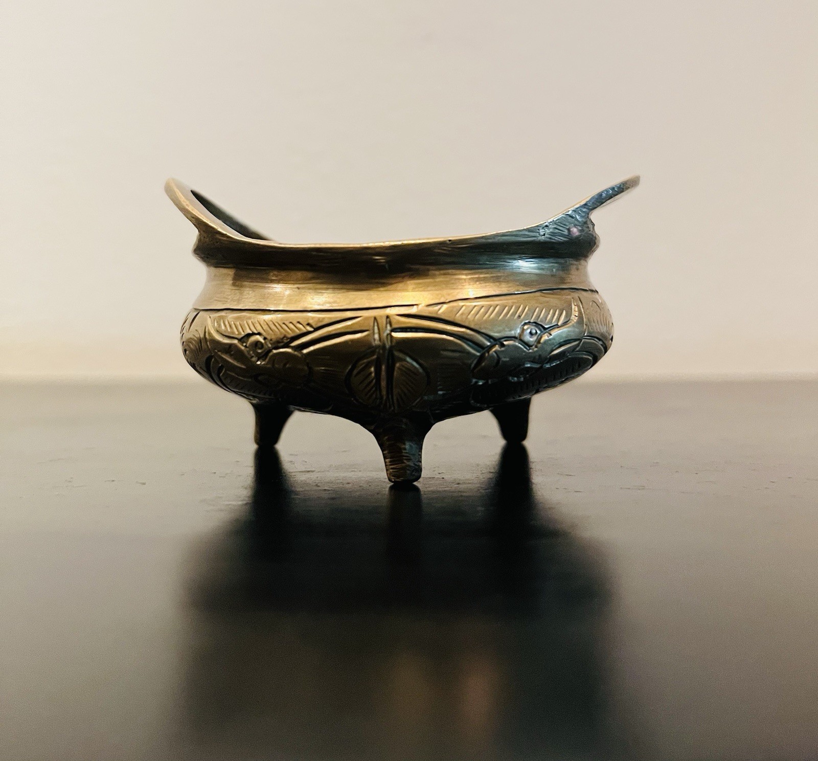 Antique Incense Burner, Chinese Brass Censer Tripod Xuande Reign 6 Hallmarks
