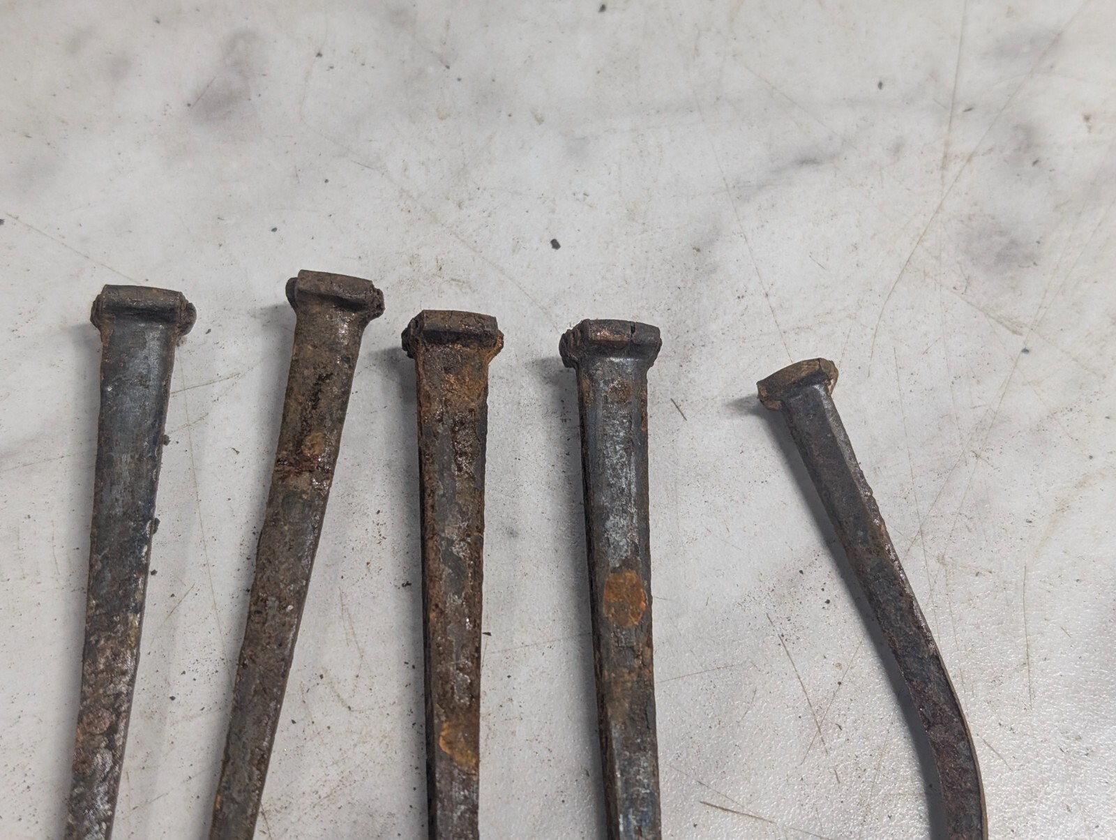 Lot QTY 5 Antique ~3″ long square cut nails Steel Iron Blacksmith DIY Metal Art