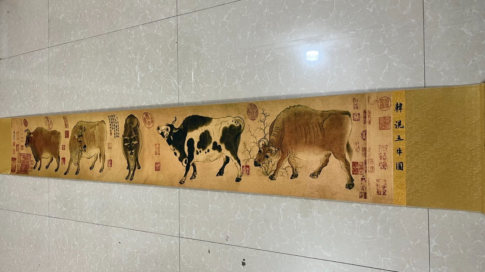 China Old long Scroll, Han Huang’s Five Bulls Painting, painting scroll