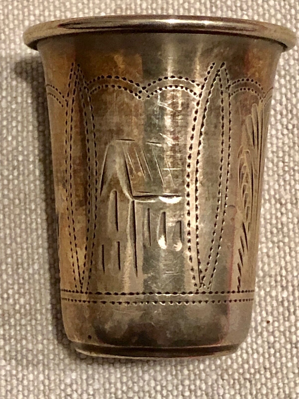 RUSSIAN Sterling Silver Shot Glass Kiev 84 Etched 1908-1926 Antique