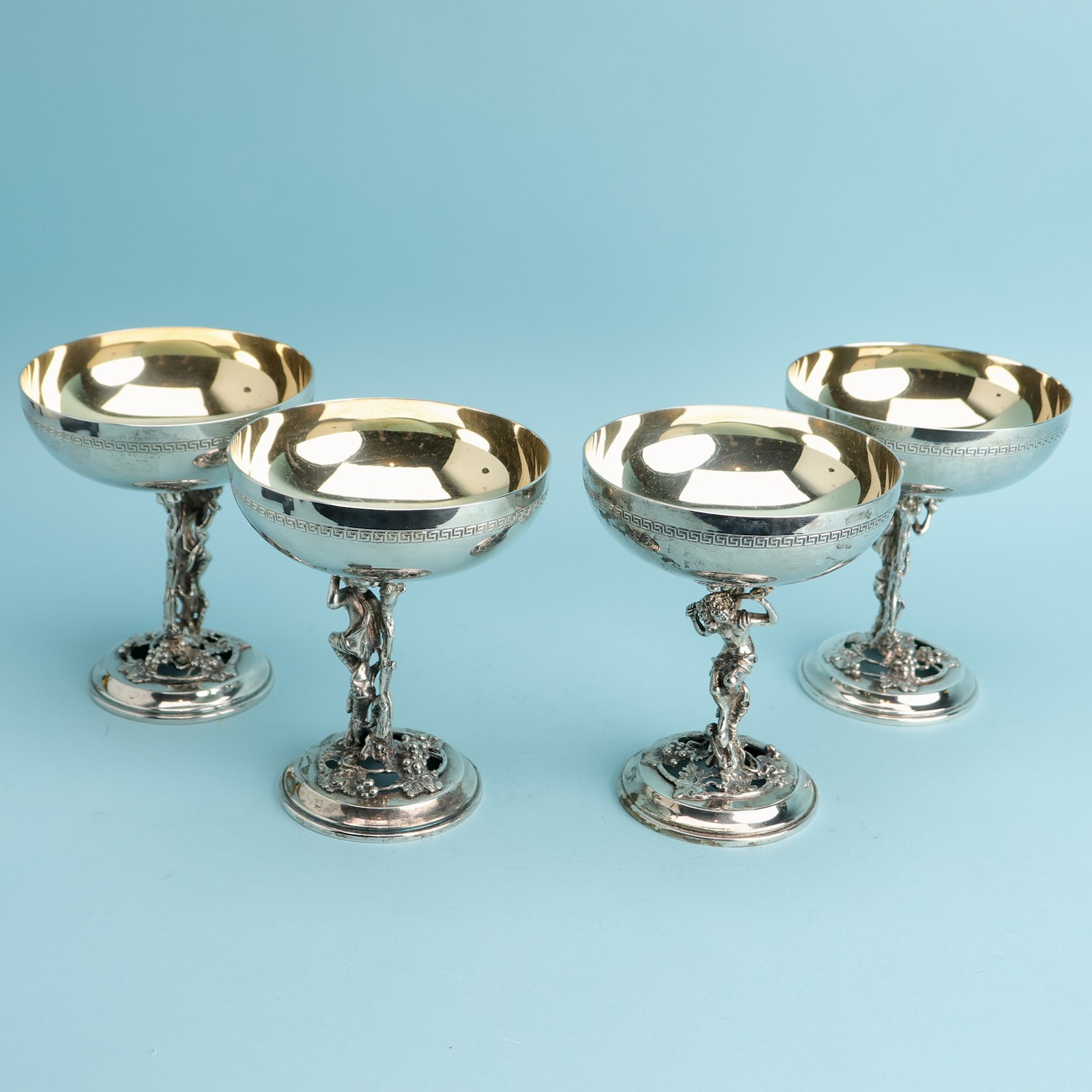 Alpadur for Eisenberg Lozano Set of 4 Bacchus Figural Stem Champagne Coupes
