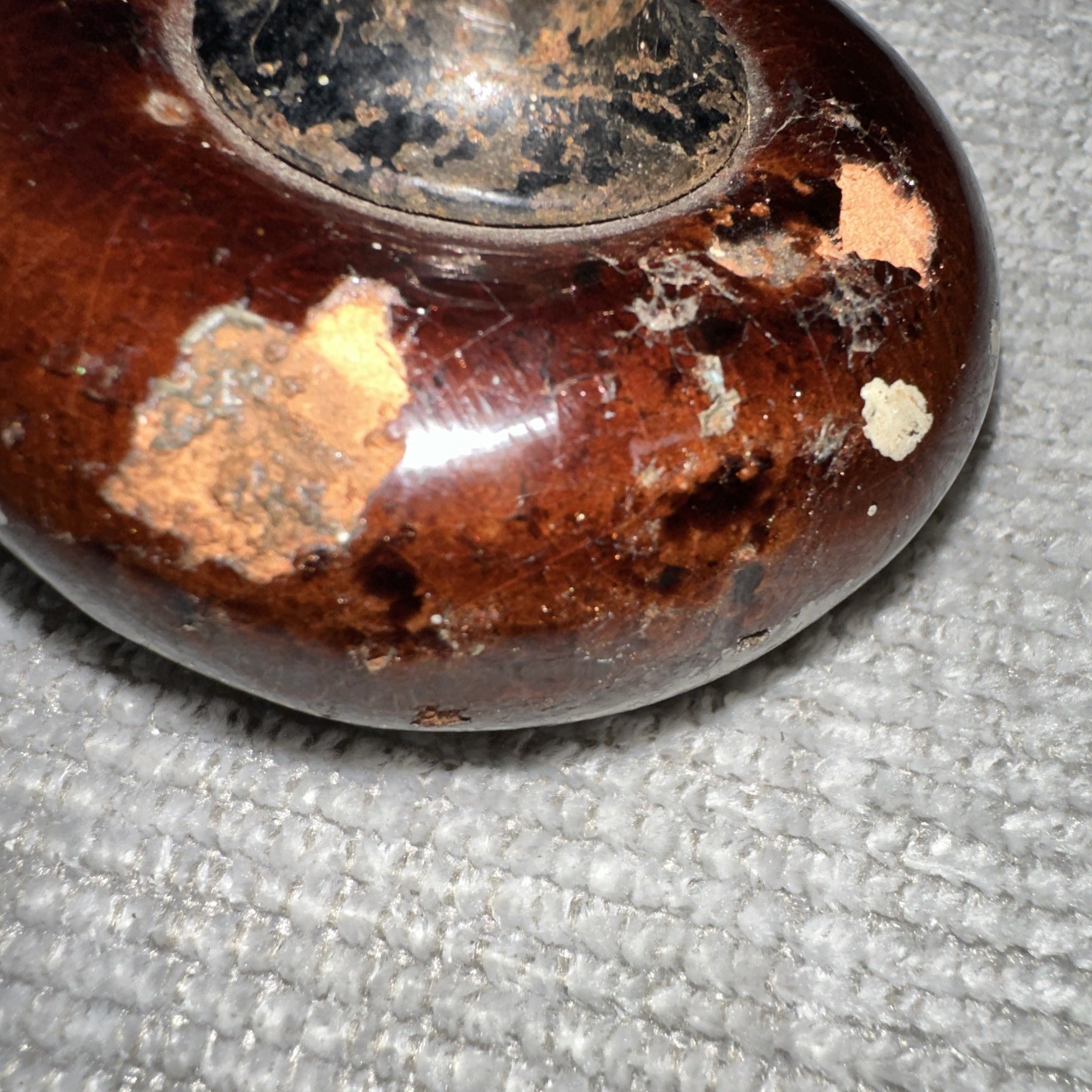 Pre-owned Brown Swirl Porcelain Pottery Door Knobs Set Of 2