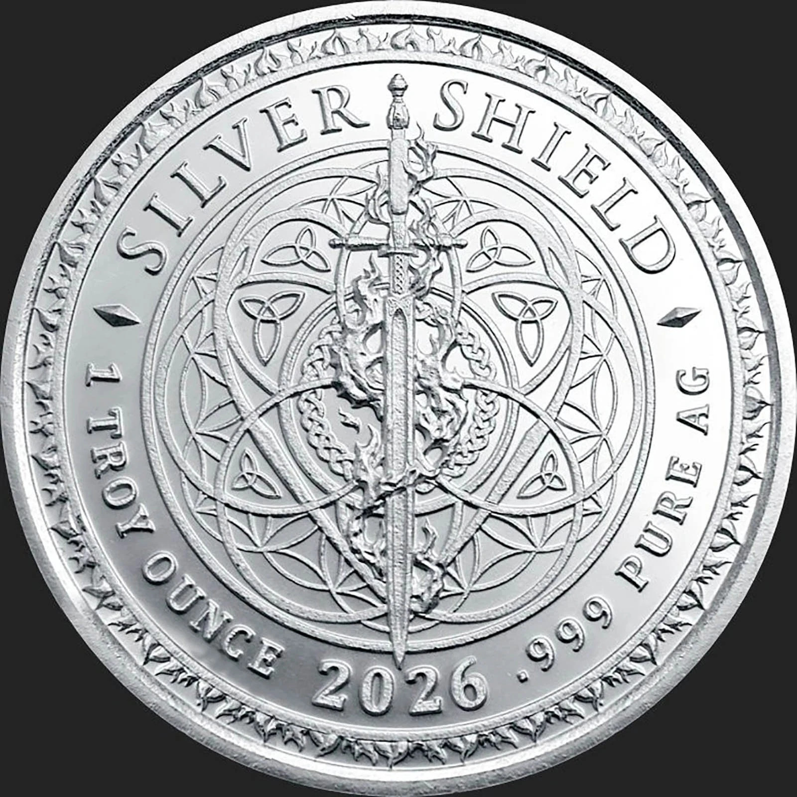 1 Oz .999 Fine SiIver Round SiIver Shield Trivium Girls SiIver Shield BU–