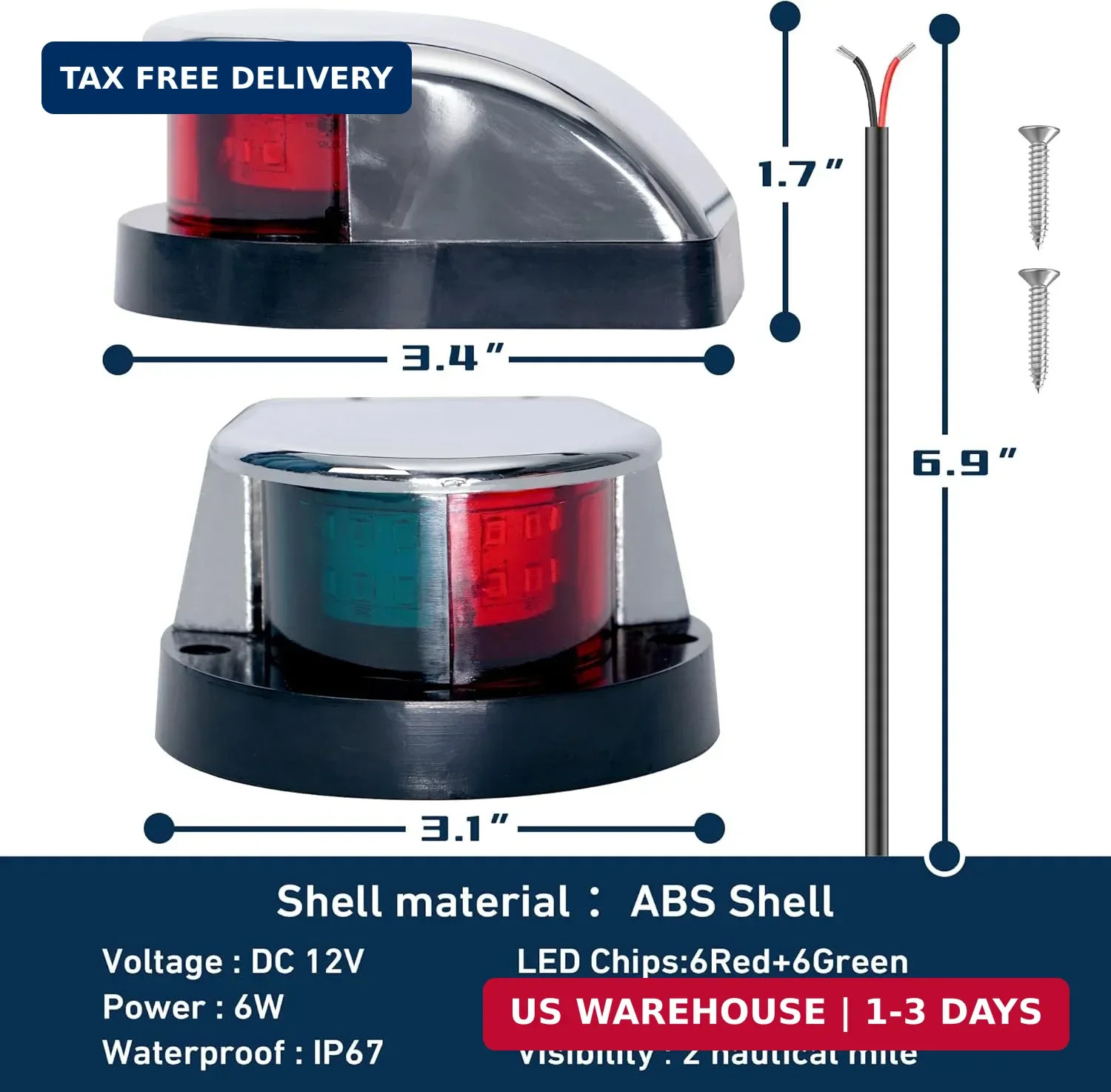 Boat Navigation Lights Bi-Color Bow Light Pontoon, Skeeter, Power B