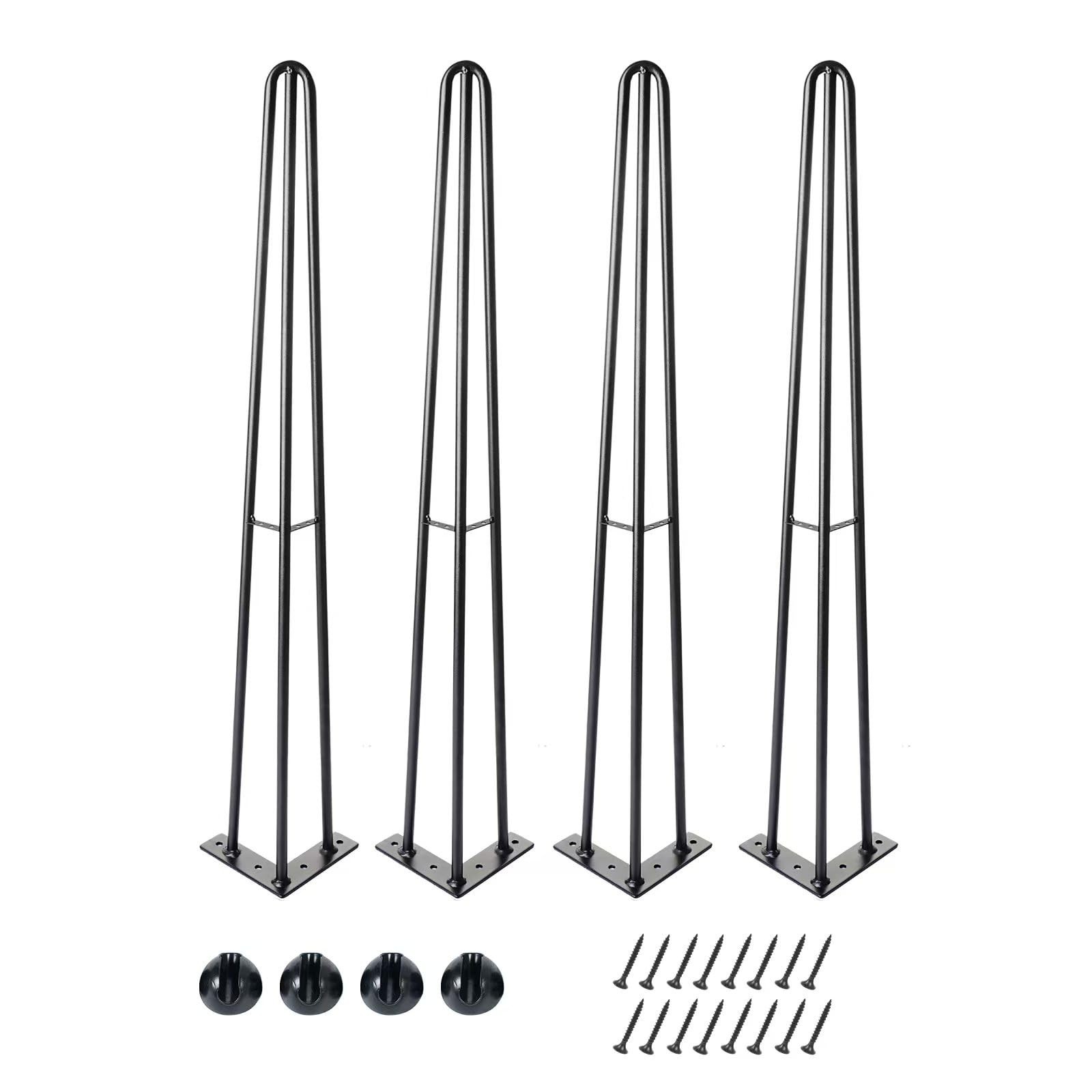 4 Pack 36 Inch Hairpin Table Legs, Heavy Duty Industrial Metal Furniture Legs…