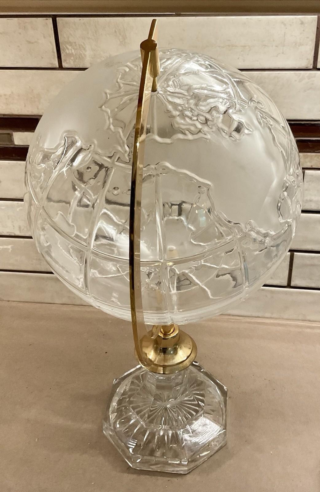Lead Crystal Earth Globe Hand Blown Germany Crystal Glass Industries