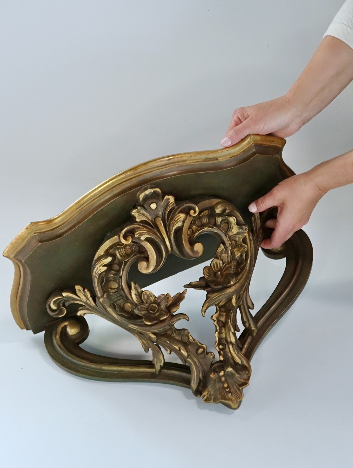 Vintage Italian Console Florentine Baroque Shelf Painted Gesso on Wood Wall Moun