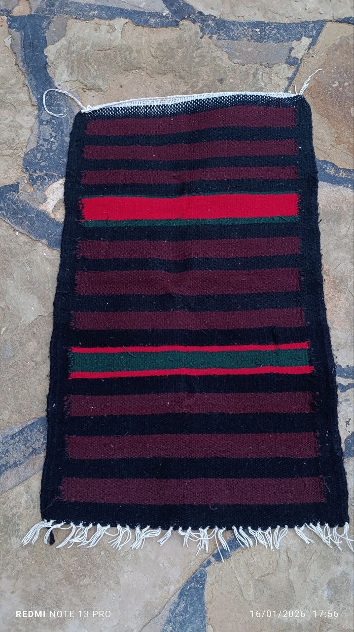 Algerian Ghardaia Wool Rug Handmade Saharan Tribal Decor 80x50cm