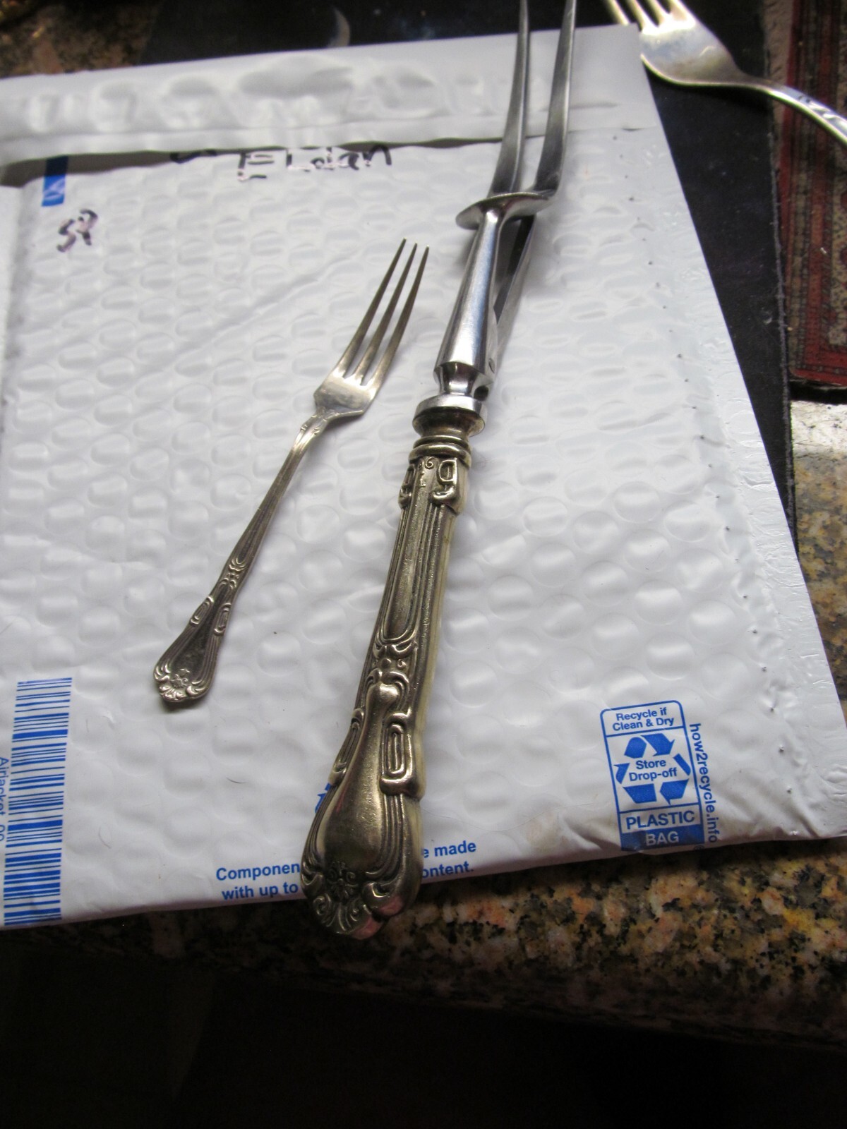 *Eldan ELD29 Nickel Silver Solid CARVING Fork & PICKLE FORK NO Monogram
