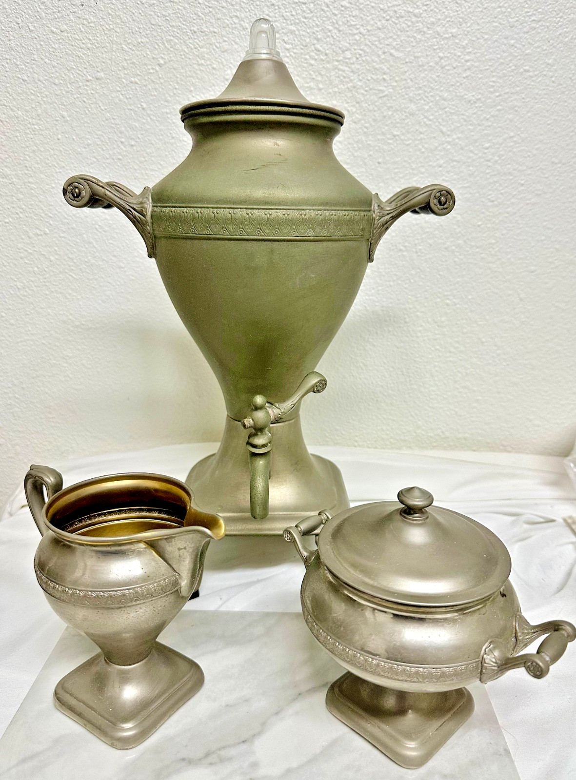 Vintage 1920s-1930s Manning-Bowman “MB Means Best” 3-Piece Coffee Service Set –