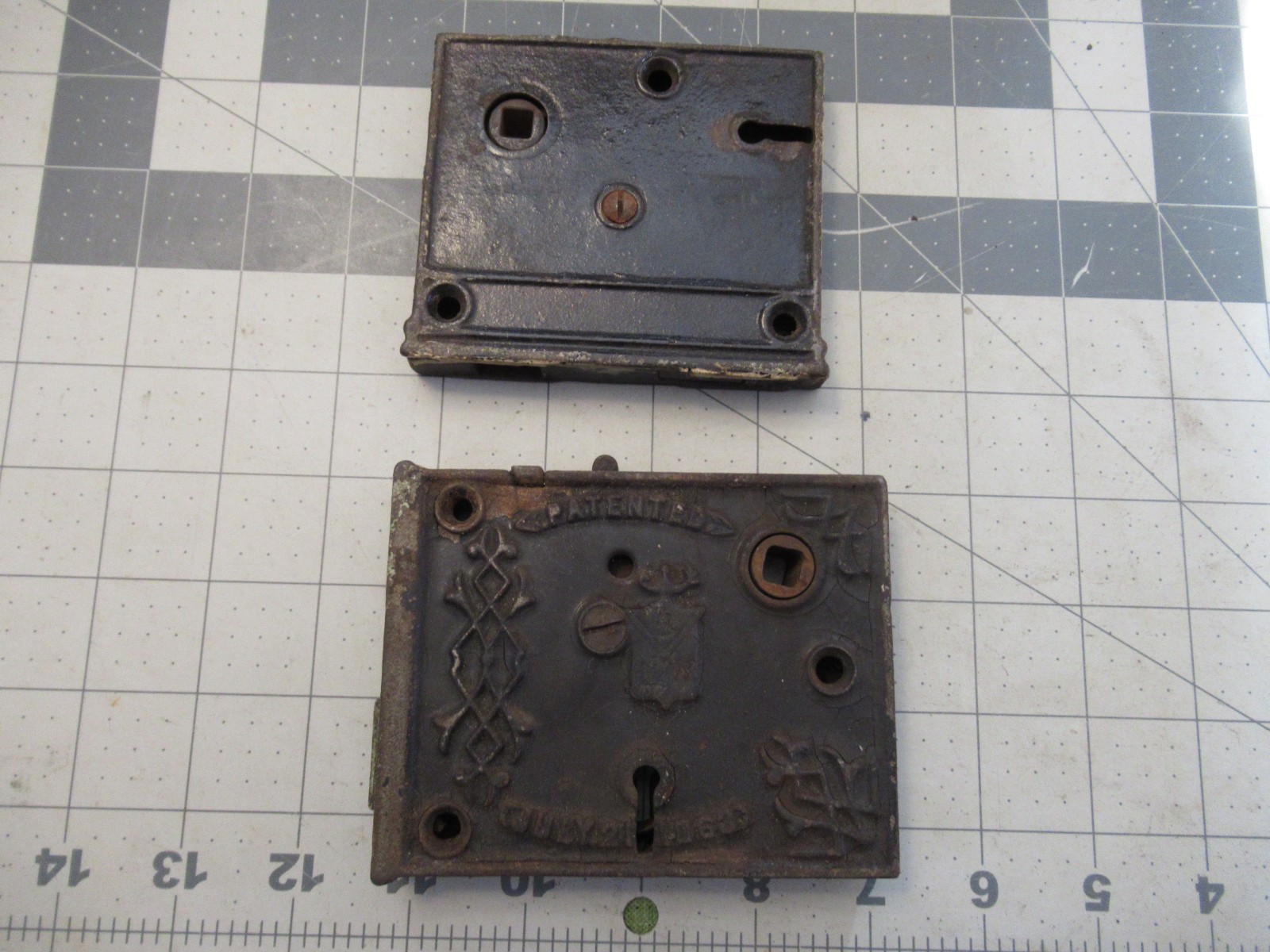 Pair of Vintage Non Operable Door Latches. Need Repair, Missing Parts
