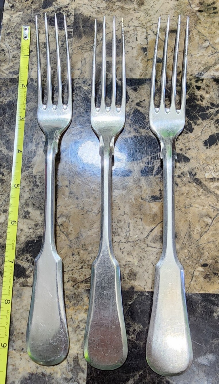 LOT OF 3 ANTIQUE GALW NORBLIN iSA POLISH SILVERPLATED FORKS w/TSAR EAGLE MARK