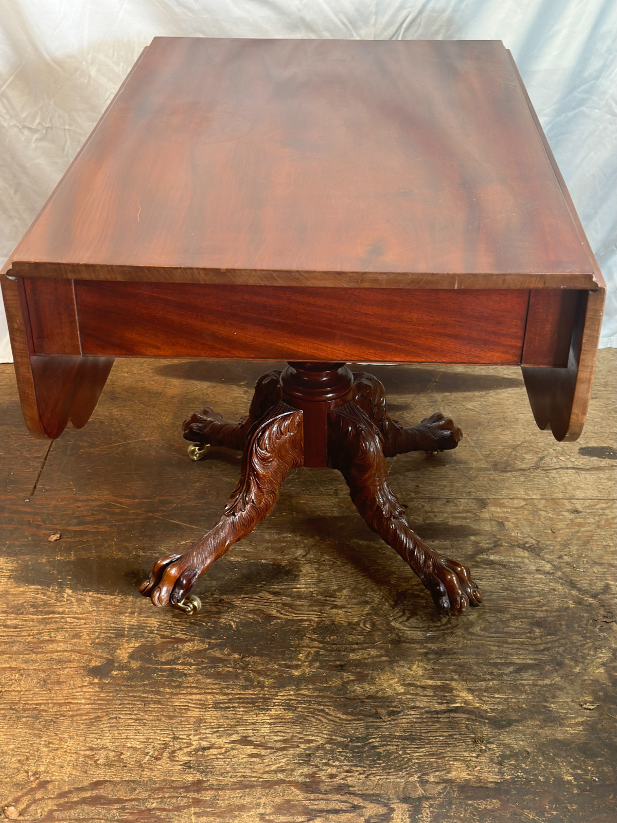 Antique empire DINING carved table Philadelphia hairy paw feet 1820 classical