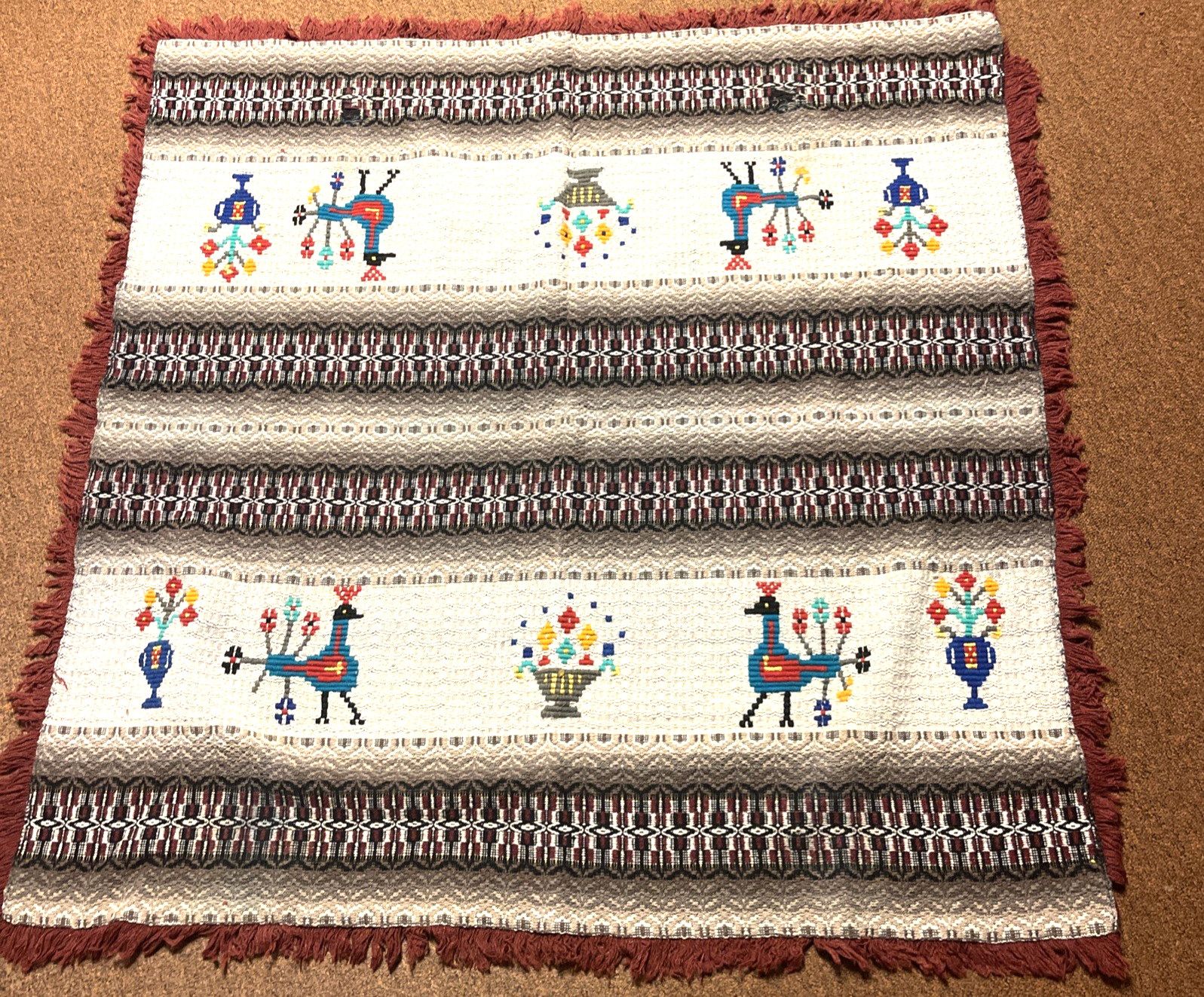 Handmade Traditional South American Kilim Floor Rug Tapestry Blanket 46″ X 42″