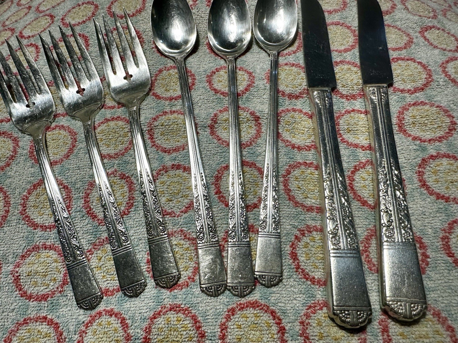 OAKLEIGH Royal Replacement Knife, Fork, Long Tea Spoon, Silver Plate Oneida 1937