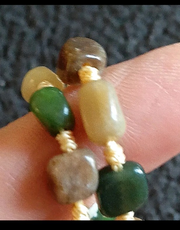Tibetan Agate/ Hetian Jade Pre 1800s Lianshi 3 Eye Dzi Bead Prayer Necklace