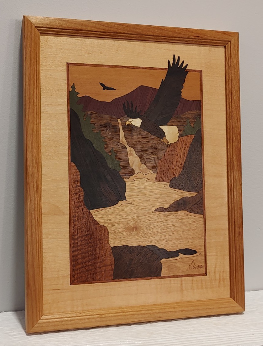 HUDSON RIVER INLAY PICTURE – EAGLE PASS – WOOD MARQUETRY by NELSON 10X13