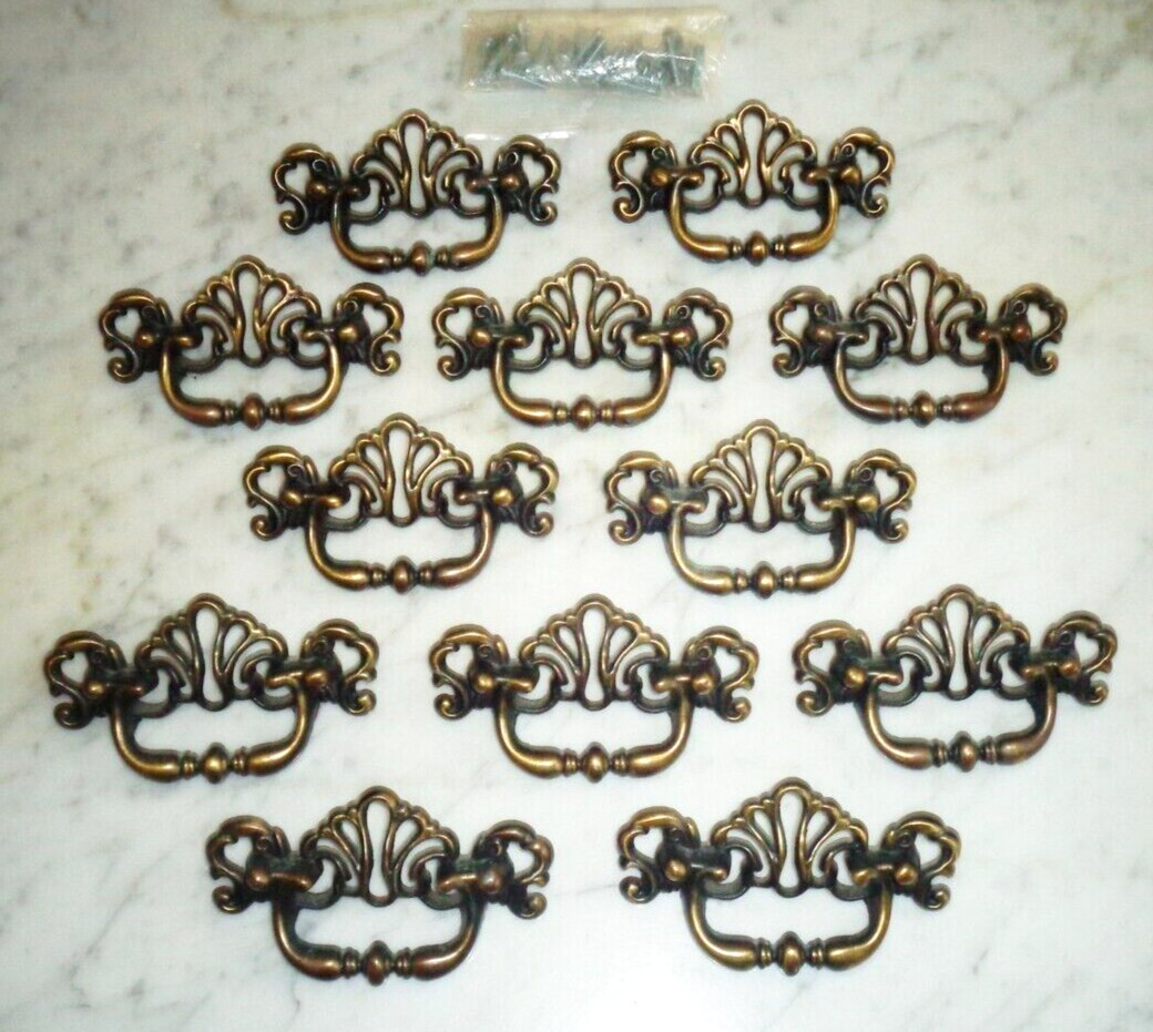 12 Chippendale Batwing Ornate Drawer Pulls CH3120 LN inc 1994 4 3/8in w 3″ Screw