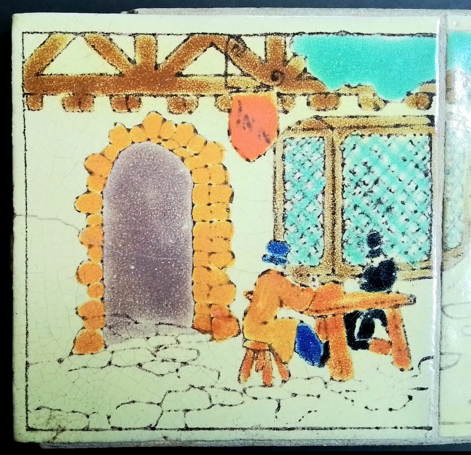 ANTIQUE MISSION TILES (2)~ATTRIBUTED SAN ANTONIO TILE-LOOK !