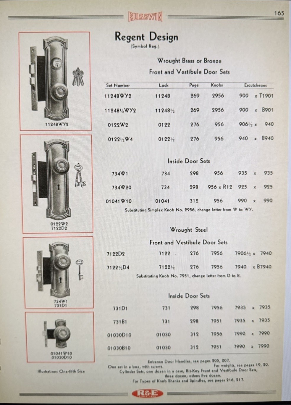 Russell & Erwin Regent Pattern Interior Doorknob Hardware 1 of 3 Sets