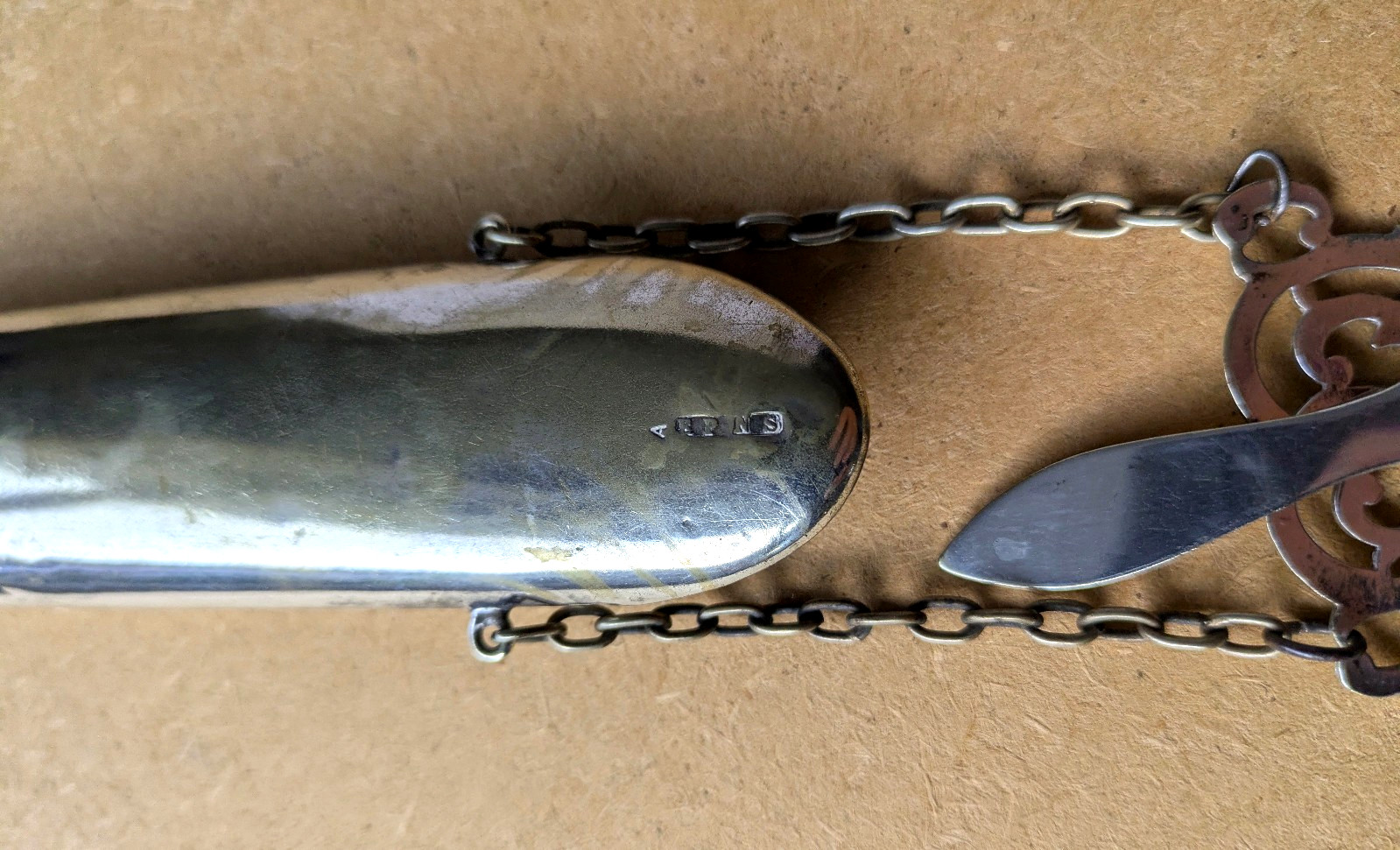 Antique silver plated engraved chatelaine spectacle case Trawsfynydd Wales