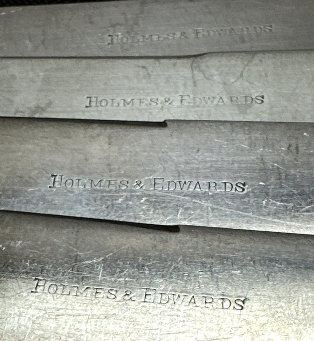 6 Pc ORIENT / VENICE Silverplated SOLID BLUNT END KNIVES Holmes & Edwards