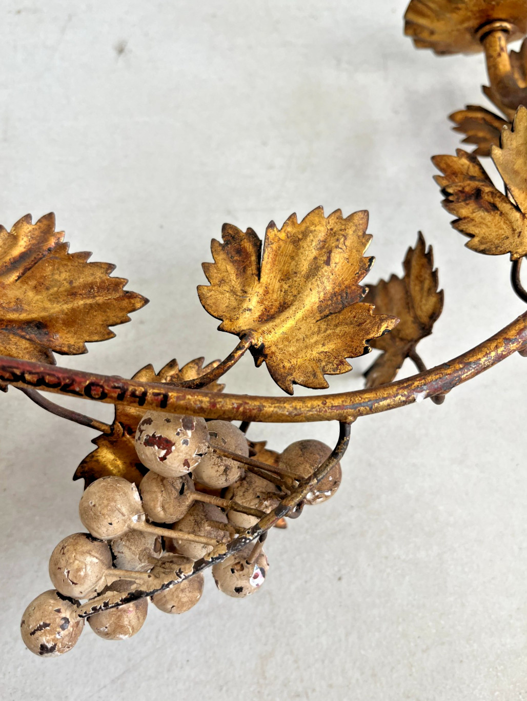 Vintage Gilt Tole Grapevine Candelabra Wall Scone