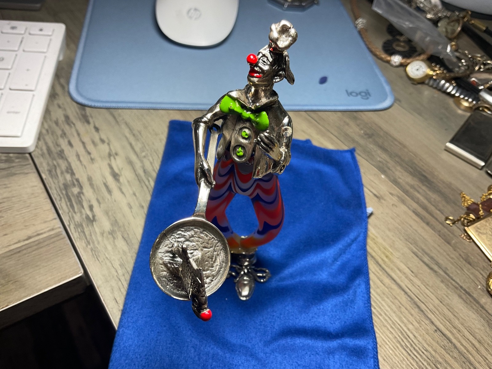 Vintage Vittorio Angini Sterling Silver Murano Glass Clown