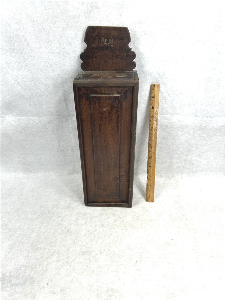 antique candle box slide top sit/hang dovetail early original best 1700/1800