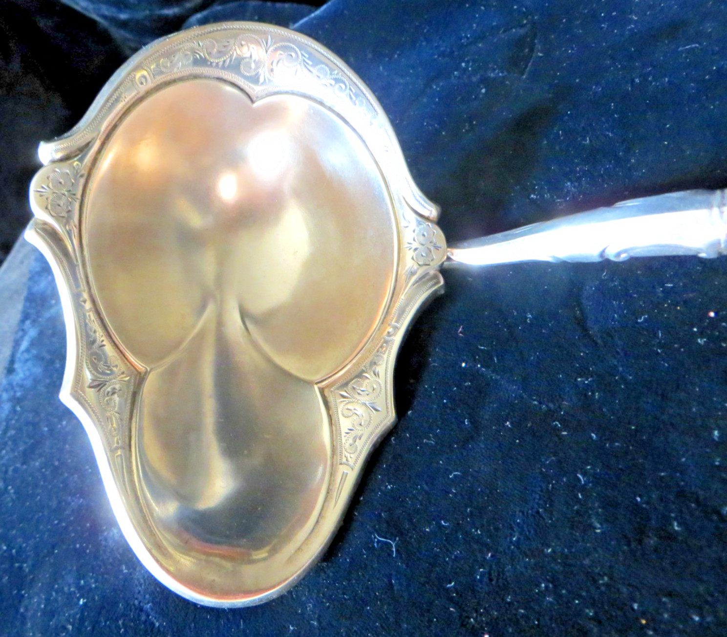 Antique 800 Silver & Carved Bone Long Handle Ladle Art Nouveau Serving Spoon 14.