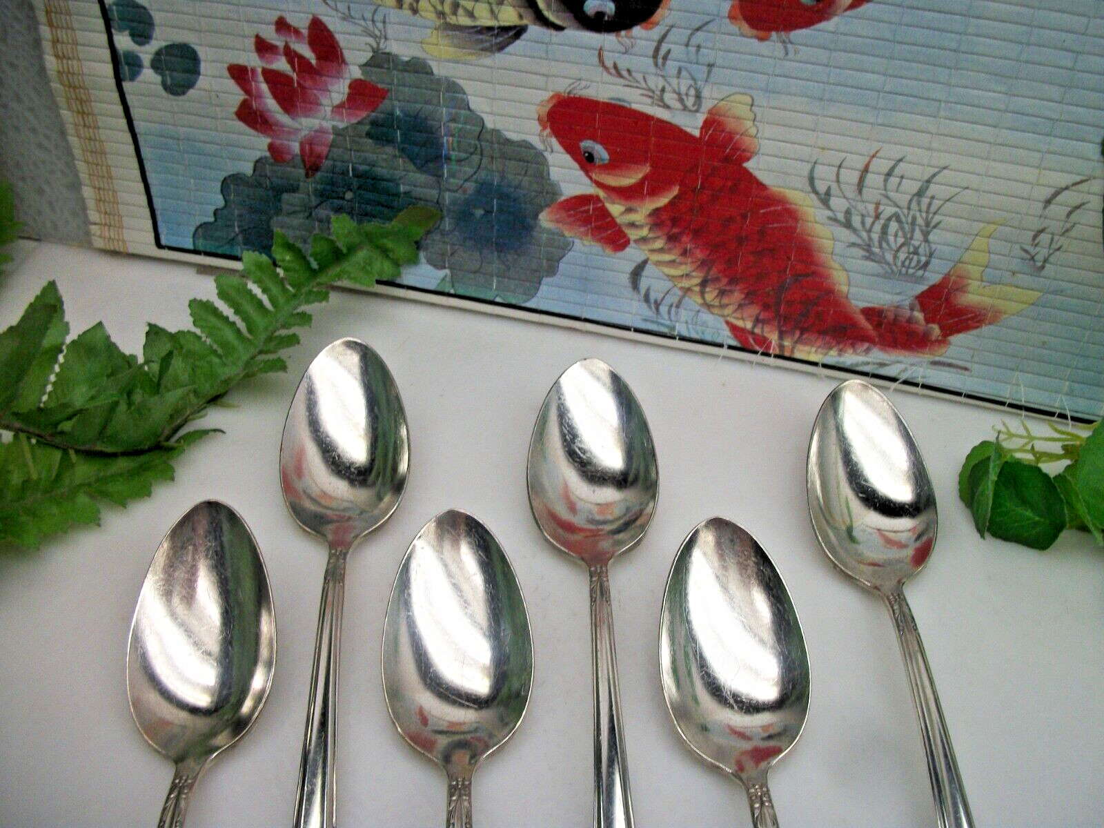 6 International Silver HOLMES & EDWARDS Silverplate MAY QUEEN Teaspoons 1951